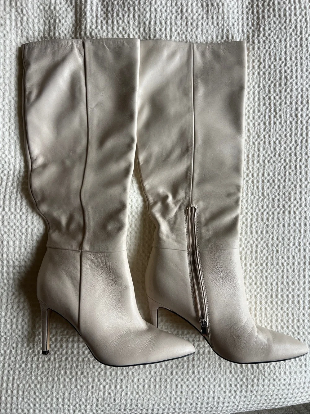 Nine West Richy Stiletto Boots in Light Beige 6.5